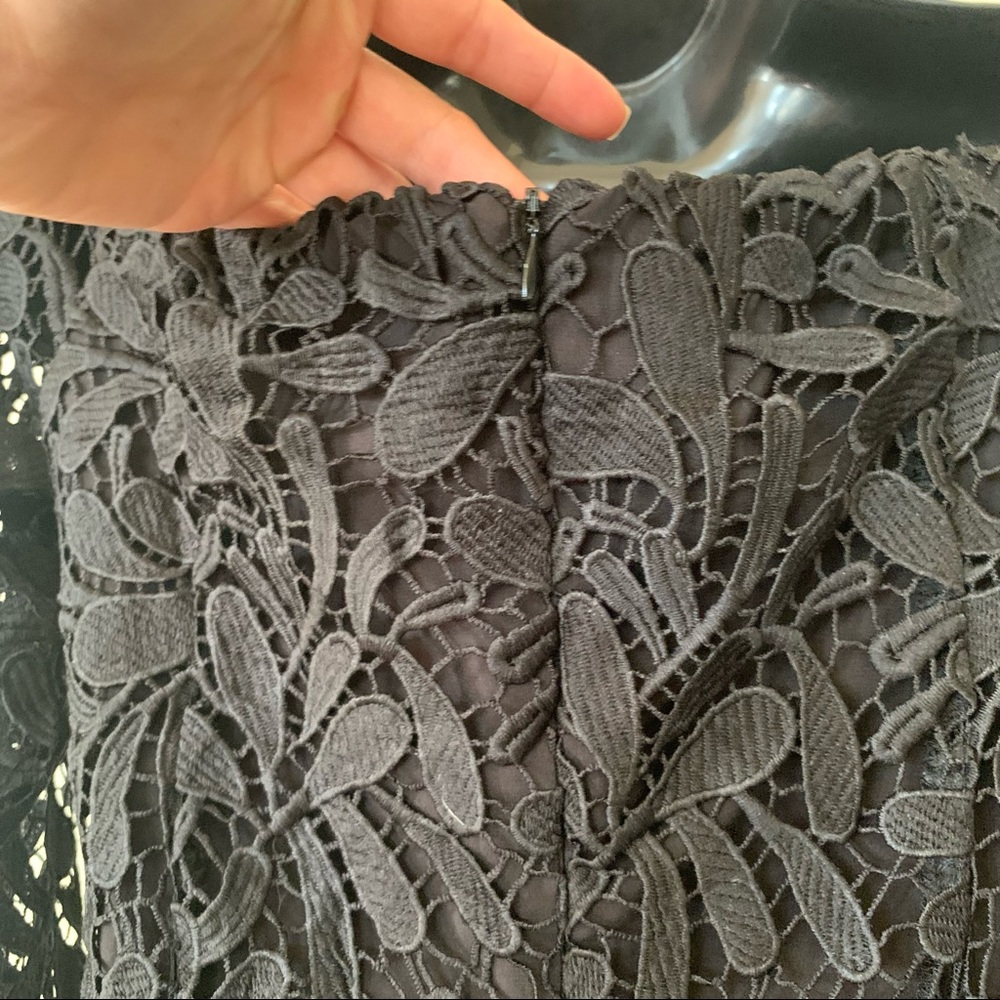 Bardot Black Lace Bell Sleeve Off Shoulder Mini Dress - Picture 11 of 12